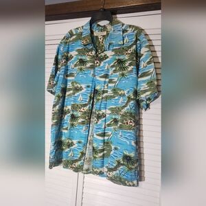 Island Republic 100% Silk Tropical Hawaiian Casual Button Down Shirt Large